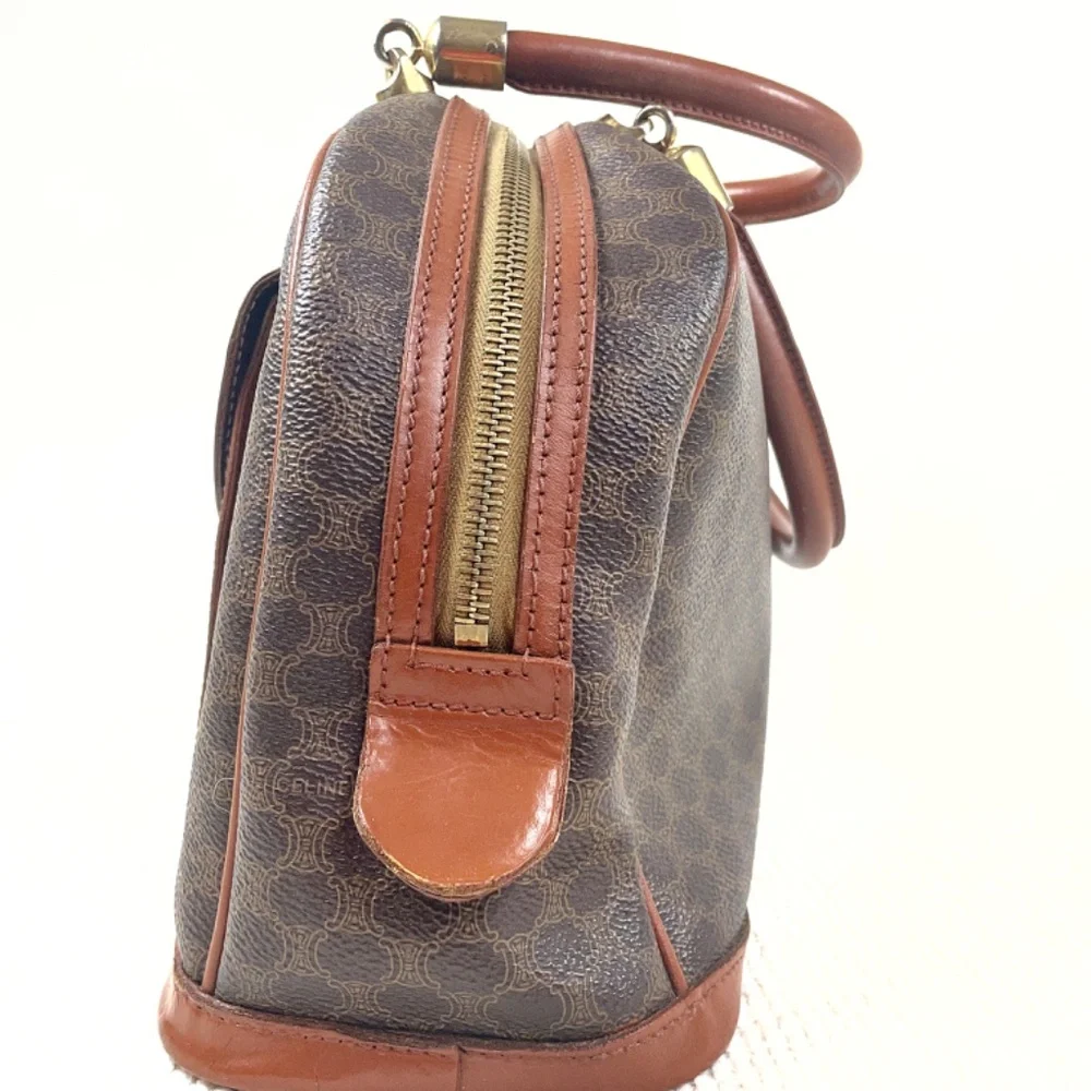 CELINE PARIS STUNNING VTG Macadam Brown Dome Satchel MC99/1 GUC W/COA - Picture 4 of 16